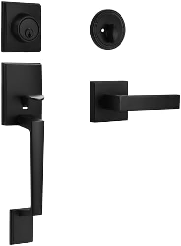 Matte Black Front Door Handle Set - Durable Stylish Entry Security
