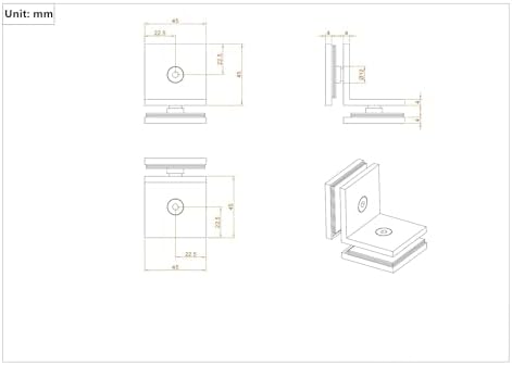 Ranbo Square 304 Stainless Steel Glass Clamp 8mm Thickness