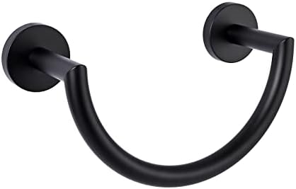 HouseAid - Stainless Steel Towel Holder Modern Bathroom Towel Ring for Hand Face Removal Wall-Mounted Matte Black