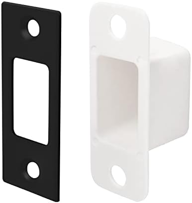 Matte Black Square Corner Deadbolt Strike Plate with Dustbox