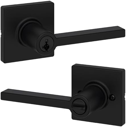 Kwikset Casey Entry Door Handle Secure Keyed Entry Door Lock with SmartKey Rekey Technology Matte Black