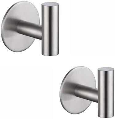 ZuvkySelf-Adhesive Stainless Steel Towel Hook Heavy Duty Bathroom Kitchen Storage Solution Silver