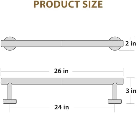 Matte Black Towel Rack 24 Hanging Stainless Steel Modern Bathroom Decor