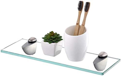 Kes Bathroom Glass Shelf Extra Thick Tempered Glass Organizer Shelf for Kids Safe Durable