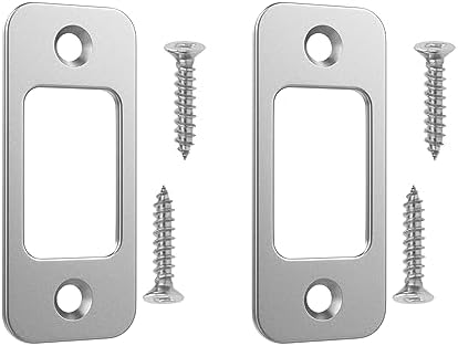 JIOTAR Deadbolt Strike Plate 1 x 2-14 Round Corner Strike Plate in Satin Nickel 2-Pack with 4 Screws