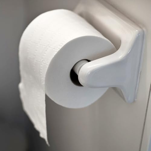 Two-Piece Plastic Toilet Paper Holder Spring Mechanism White