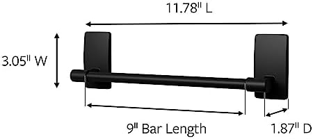 Command Hand Towel Bar Matte Black with Water-Resistant Strips Bathroom Organizations Durable and Easy to Install
