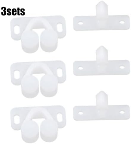3Pcs White Marine Boat Door Catch Plastic Plate Set for Cabin Storage