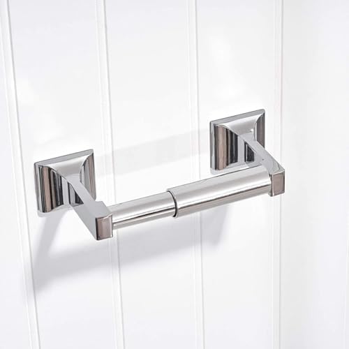 TD800-T5 Universal Plastic Spring-Loaded Toilet Paper Holder 2-Pack Chrome Silver
