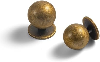 Set of 12 - Sleek Round Antique Brass Cabinet Knobs - Retro and Minimalist Hardware for Stylish Home Enhancement