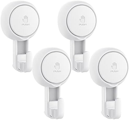Elegear Suction Cup Shower Hooks for Bathroom and Kitchen 4-Pack