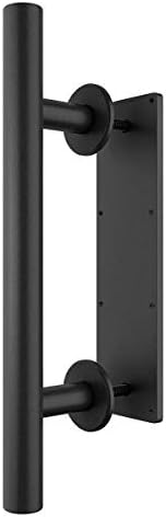 2-Piece Rustic Solid 12 Pull and Flush Barn Door Handles Set for Gates Garages Sheds Black Durable Steel