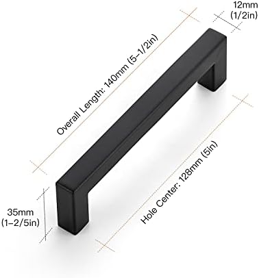 Ravinte 5-Inch Square Kitchen cabinet pulls Matte Black