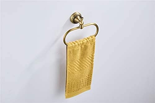 Flybath Oval Towel Ring antique brass finish carved pattern wall-mounted for bathroom kitchen