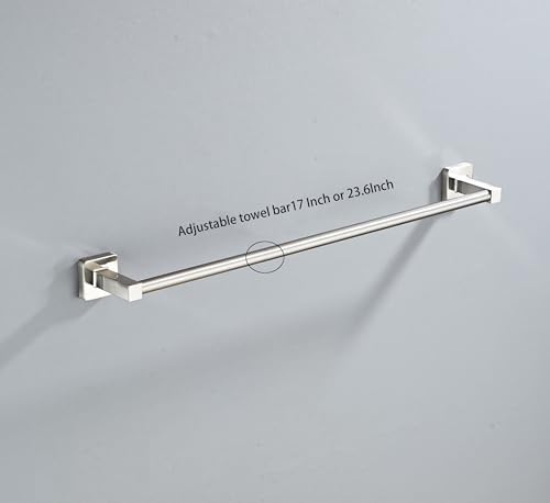Adjustable Brushed Nickel Towel Bar Set 4 Pieces