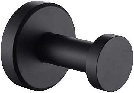Sleek Matte Black Stainless Steel Robe Towel Hook for Space-Saving Storage in Bathroom Kitchen or Bedroom