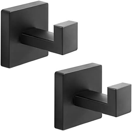 Fenas Stainless Steel Matte Black Towel Hooks 2 Pack