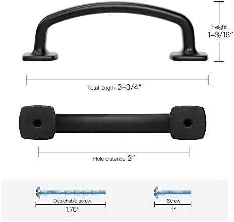 10-Piece 3 Matte Black Curved Cabinet Pulls