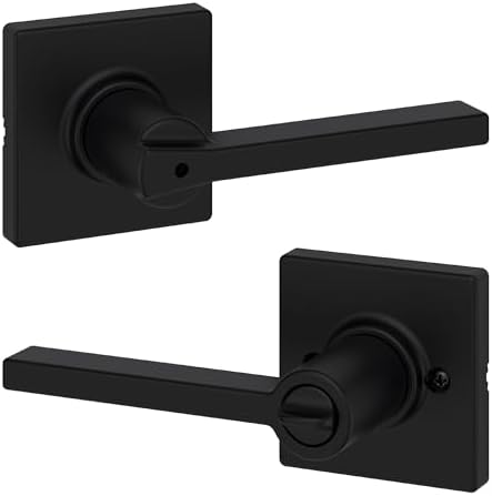 Kwikset Door Privacy Handle Matte Black Reversible Lever with Microban Protection Easy Install