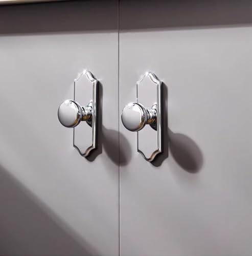 Modern Chrome Retro Kitchen Cabinet knob Pulls and Back Plate Set 1-Piece