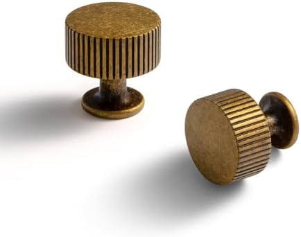 Goo-Ki Vintage Retro Antique Brass Zinc Alloy Cabinet Knob Set - 6 Pack