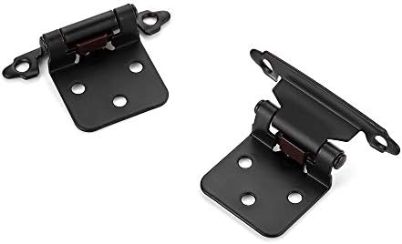 Ravinte 12 Overlay Cabinet Hinges Black Set with Door Bumpers