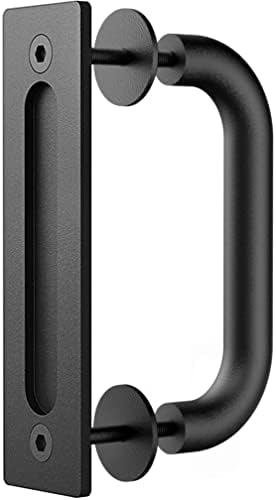Rustic Black C-Shape Sliding Barn Door Handle Pull Set
