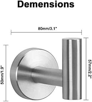 Stainless Steel Towel Hook 4-Pack - Brushed Nickel - Heavy Duty - Modern Style