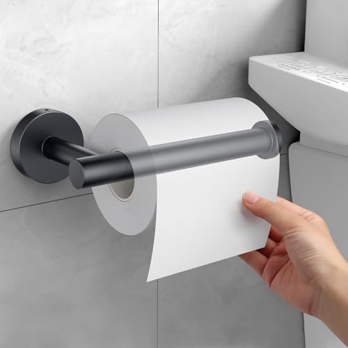 KitsureSturdy 304 Stainless Steel Toilet Paper Holder Wall-Mounted Black - Bathroom Essential