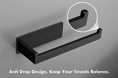 9-Inch Matte Black Hand Towel Holder - Set of Two