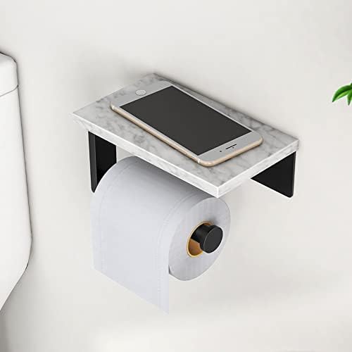 Stainless Steel MarbleWall-Mounted Toilet PaperHolder for Bathroom Matte Black Unique Design