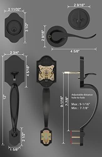 GoldenWarm Front Door Handle Set Black