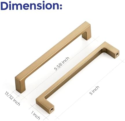 Ravinte 10 Pack Solid 5 Inch Kitchen Square Cabinet Handles Champagne Bronze