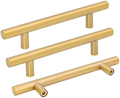 10-Piece GoldenWarm Brushed Brass Cabinet Pulls - Kitchen Bathroom Hardware