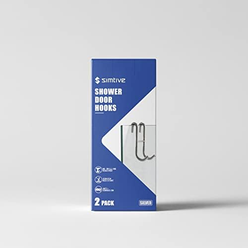 Simtive Frameless Shower Door Hooks Silver 2-Pack