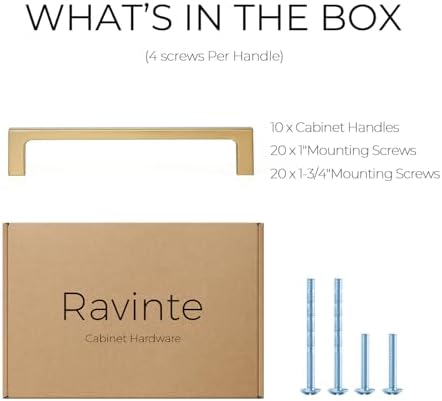 Ravinte 10 Pack Solid 5 Inch Kitchen Square Cabinet Handles Champagne Bronze