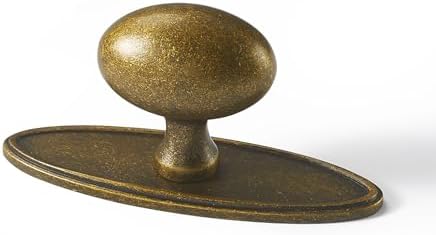 Oval Cabinet Knobs with Backplate - 2 Pack antique brass