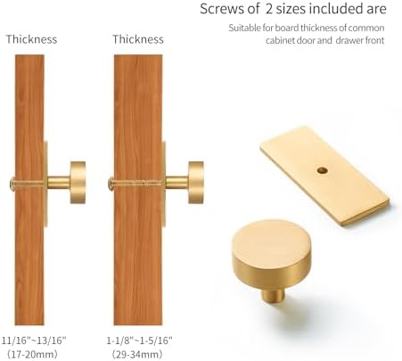 Brass Cabinet Knobs - Modern Brushed Gold Hardware for Dresser Drawer Bedroom Kitchen