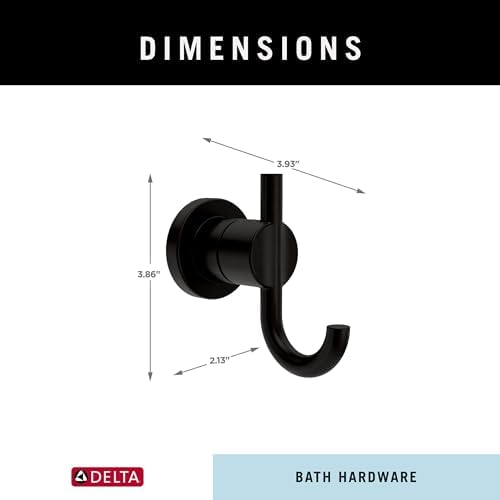 Matte Black Double Towel Hook for Robes Double Prong BATH HARDWARE
