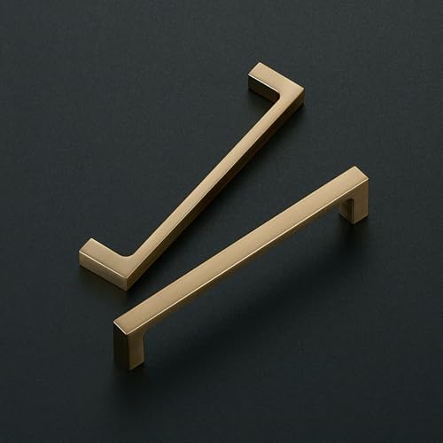 Ravinte 10 Pack Solid 5 Inch Kitchen Square Cabinet Handles Champagne Bronze