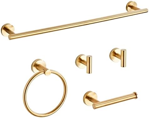 KUUBTH 5-Piece Brushed Gold Bathroom Hardware Set