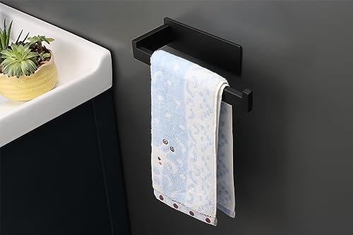 9-Inch Matte Black Hand Towel Holder - Set of Two