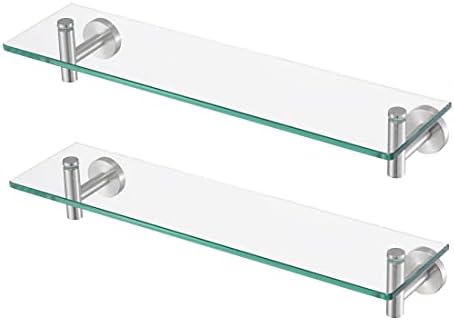 AKOES Rust-Resistant Floating Glass Wall Shelf for Bathroom 20-Inch