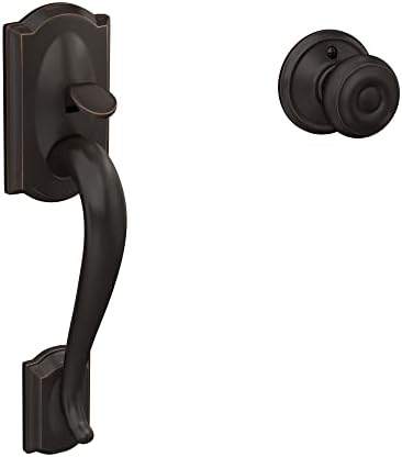 Front Entry Door Handle Set with Georgian Kob Aged Bronze