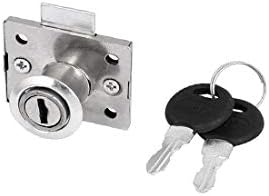 FIYANew Lon0167 16mm Cylinder Metal Deadbolt Drawer Lock with Silver Tone Finish
