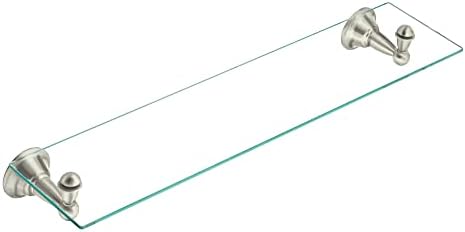 Elegant 2275 Wide x 5 inch Deep Vanity Shelf with Sage Glass Surface and Brushed Nickel Finish