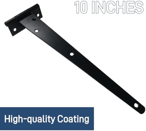 6-Piece Set of 10 Heavy Duty T Hinges with Rust-Proof Black Finish Perfect for Barn Shed and Gate Doors