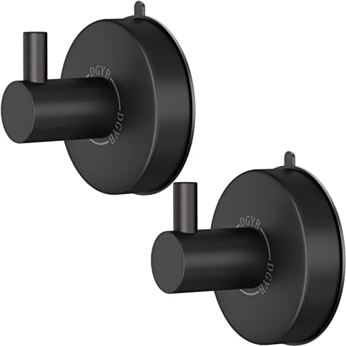 2 Piece Suction Cup Shower Hooks Black Durable Modern Bathroom Towel Hangers