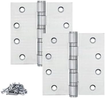 KSDCMRS304 Stainless Steel Door Hinges 2Pack 4 101mmx4 101mm Square Corner Heavy Duty Ball Bearing Hinges Silver