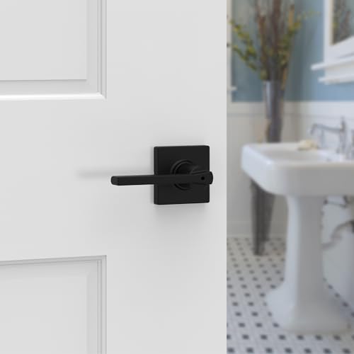 Kwikset Door Privacy Handle Matte Black Reversible Lever with Microban Protection Easy Install